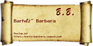 Barhó Barbara névjegykártya